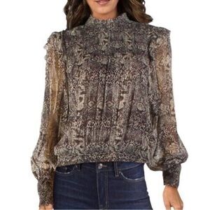 Free People Brown Patterned Blouse